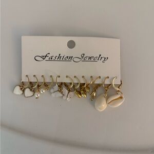 Fashion Jewelry Gold and White Dangle Earrings
